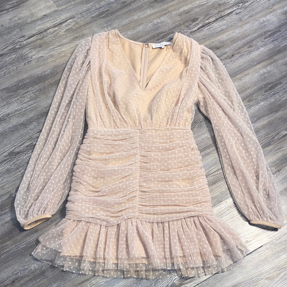 NWOT ENDLESS ROSE Tulle Ruched Dots Dress S